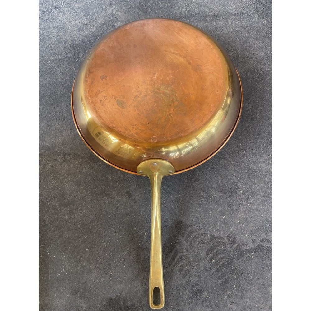 Vintage Solid Copper & Brass Pan | 10" inch | Made in Korea Frying Sauté